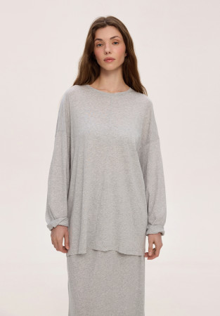 Лонгслів зі швом із джерсі сірий меланж